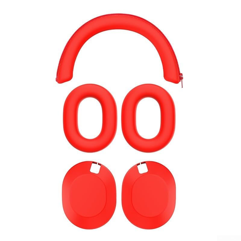 AugustknowU Funda protectora de silicona, para Sony WH-1000XM6 diadema, carcasa exterior, orejeras (rojo)