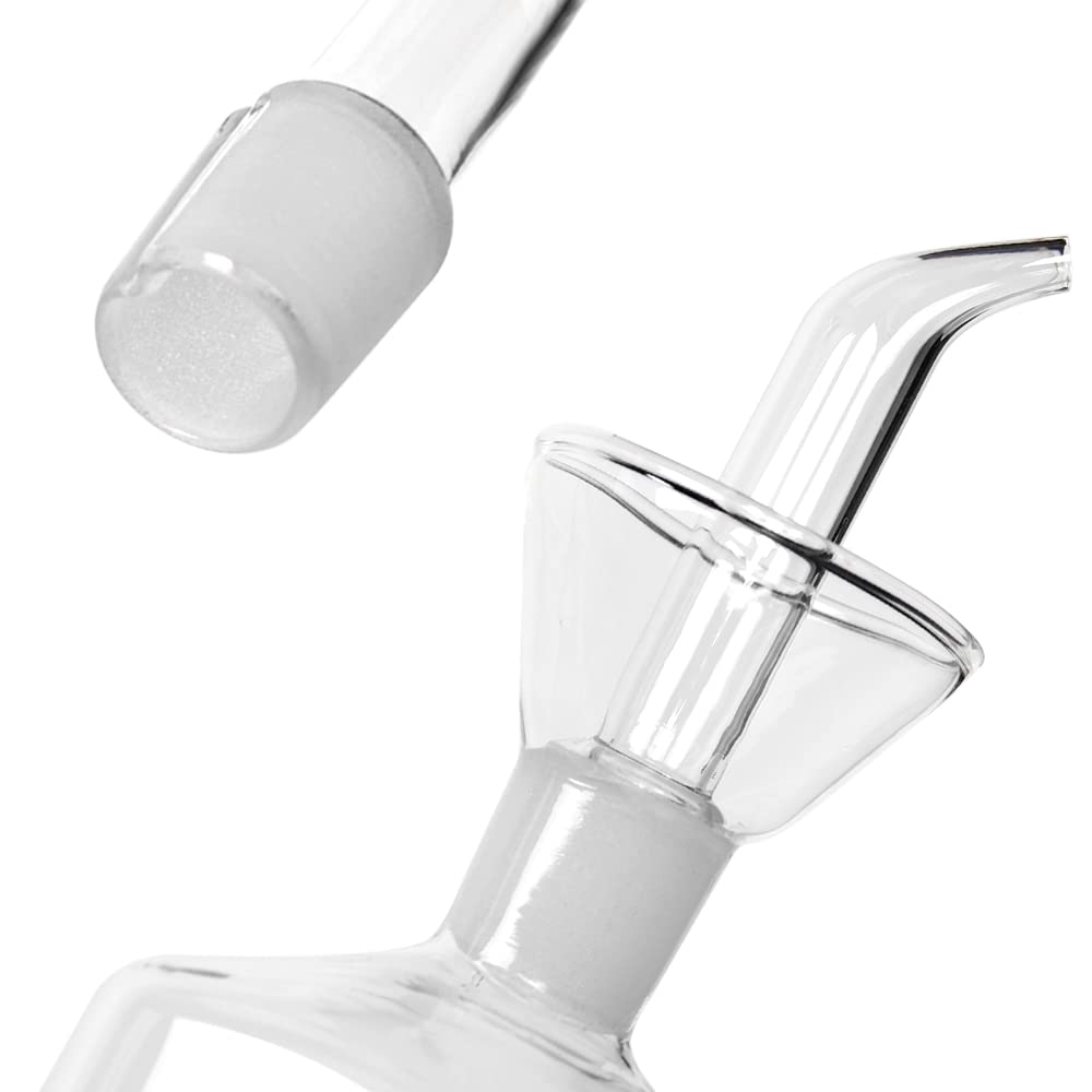 Lot de 2 bouteilles en verre pour huile d'olive, vinaigre, doseur avec bec verseur pour cuisine et barbecue (500 ml)