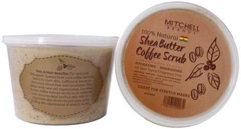 Raw Shea Butter Organic Unrefined - Karite Butter, Formulated to Nourish and Moisturise Skin, with Coffe Scrub