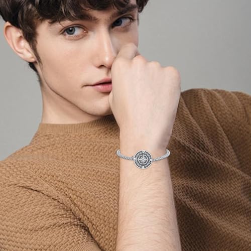 Compass Bracelet 925 Sterling Silver Friendship Talisman Adjustable Opal Celtic Knot Compass Bracelet Inspirational Compass Jewellery Inspirational Graduation Gifts for Men Women4