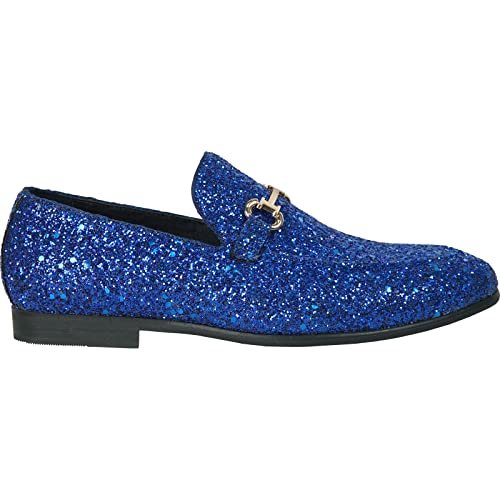 Image of bravo! Men Dress Shoe Prom Slip-on Loafer Lace-up Oxford Cap Toe Metallic Glitter for Wedding Prom Black Blue Green Gold Pink Pewter Purple Silver Red