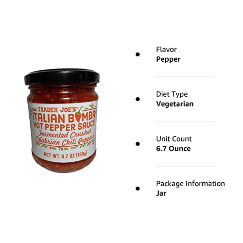 Trader Joe's Italian Bomba Hot Pepper Sauce Fermented Crushed Calabrian Chili Peppers 6.7 Oz #TOP4