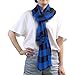 KLL Silk Scarf for Women Fashion Polyester Lightweight Soft Wrap Shawl Scarves Holiday Gifts Buffalo Plaid Blue Black
