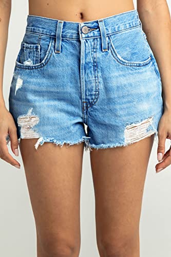 Womens Casual Denim Shorts Mid Rise Jean Shorts Ripped Raw Hem Summer Short Jeans (L, 04 Light Blue) #TOP1