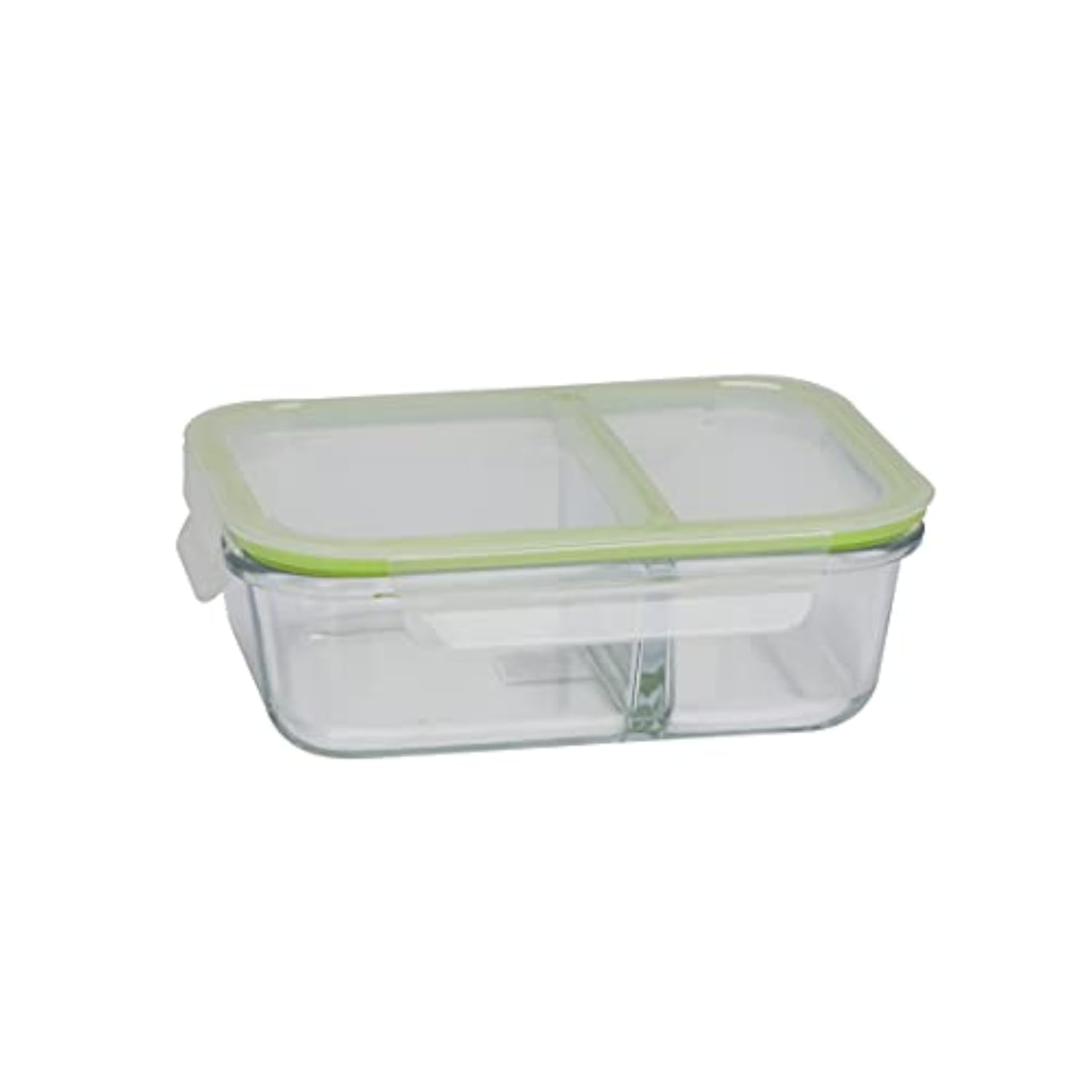 RoyalFord RF8816 1000ml Glass Meal Prep Container | Reusable, Airtight Food Storage Box with 2 Compartments| Microwavable, Freezer, Oven & Dishwasher Safe| Use for Storage Food Container Bento Lunch B