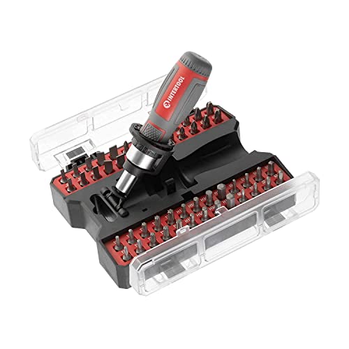 Intertool 53-Piece Ratchet Screwdriver Bit Set, Mini Multi-Bit Screw Driver, Compact Handle, Portable Storage Case Vt08-3353 #TOP6