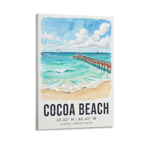 Poster aquarelle plage de cacao AOJYLXE 30x45cm paysage urbain