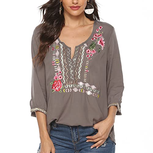 Vêtements hippies amples contre la chaleur haut brodé léger et fluide