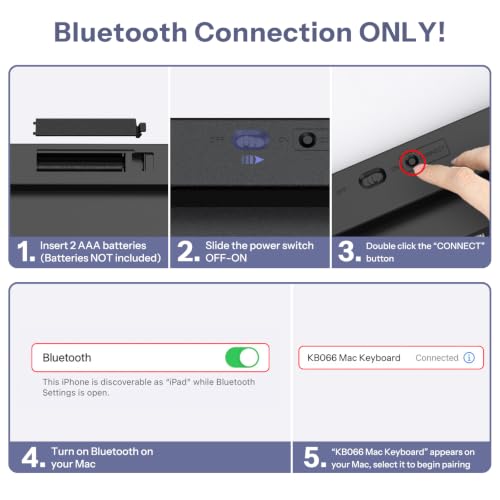Image of OMOTON Wireless Keyboard for Mac, Bluetooth Stable, No Numpad, Travel Size