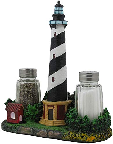 Nautical Cape Hatteras Lighthouse Glass Salt and Pepper Shaker Set Figurine with Holder in Decorative Kitchen Decor Sculptures and Collectible Coastal Gifts - Image 6