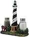 Nautical Cape Hatteras Lighthouse Glass Salt and Pepper Shaker Set Figurine with Holder in Decorative Kitchen Decor Sculptures and Collectible Coastal Gifts