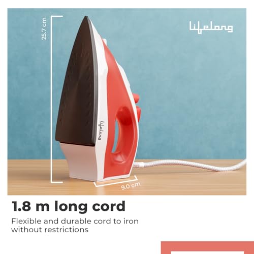 Image of Lifelong Steam Iron for Clothes | 1300W Iron Press with Vertical Steaming & Non-Stick Soleplate | Adjustable Temperature & Steam Control | Lightweight Design for Crisp & Wrinkle-Free Results
