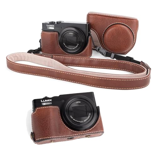 Raheem Kameratasche für Panasonic Lumix DC-TZ99/ZS99, kaffeebraune PU-Leder