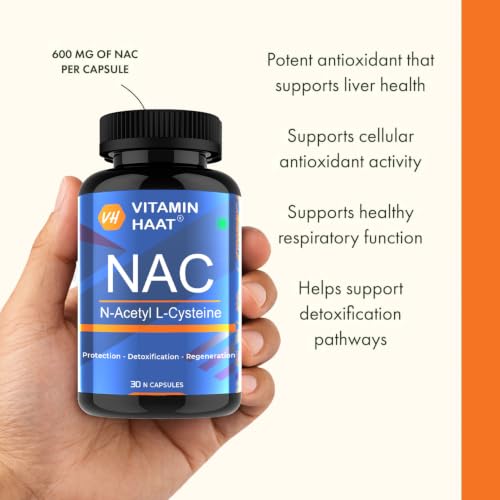 Image of NAC Supplement 600mg | N Acetyl L Cysteine Capsules | Glutathione Precursor & Antioxidant Formula | Respiratory Wellness Support | 30 Capsules by VitaminHaat