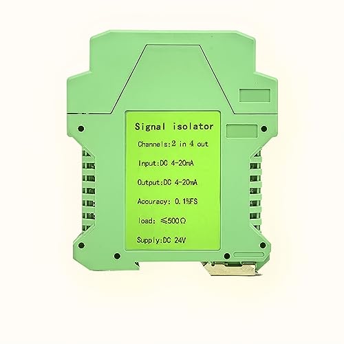 Analog Signal Isolator Transmitter Splitter DC Galvanic Separation Analog Signal Splitter Current Voltage Transmitter DIN Rail Mount (4-20ma 2 in 4 Out)