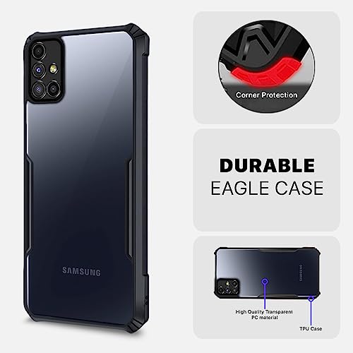 Image of Outlouders Back Cover for Samsung Galaxy M51| Ultra Hybrid Transparent | Full Camera Protection | Raised Edge | Crystal Clear Bumper Case(Black)