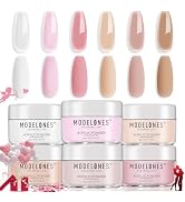 Modelones Acrylic Powder, 6 Colors Transparent Jelly Nude Nail Acrylic Powder Milky White Pink Nu...