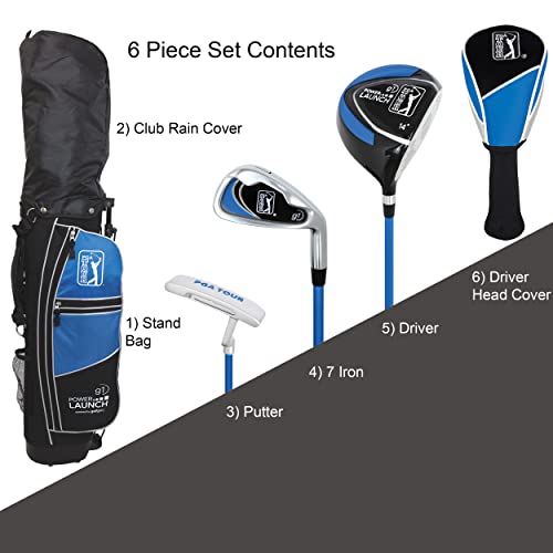 Image of PGA Tour Youth Golf Club Set for Ages 8-12 & 12+ (4'8 inch-5'10 inch), Right and Left-Handed Kids Golf Sets - Beginner Junior Golf Clubs with Lightweight Stand Bag, Mallet Putter, Hybrid, Driver