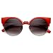 zeroUV - Round Circle Half Frame Semi-Rimless Cateye Sunglasses (Red)