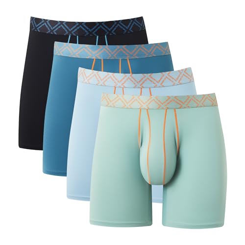 VELISENSE Mens Bulge Enhancing Pouch Boxer Briefs 4 Pack Breathable Sports Underwear for Men Moisture-Wicking and Cool