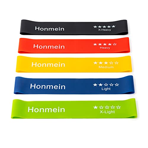 Resistance Bands for Home Fitness: 5 Levels of Natural Latex with Guide and Carry Bag