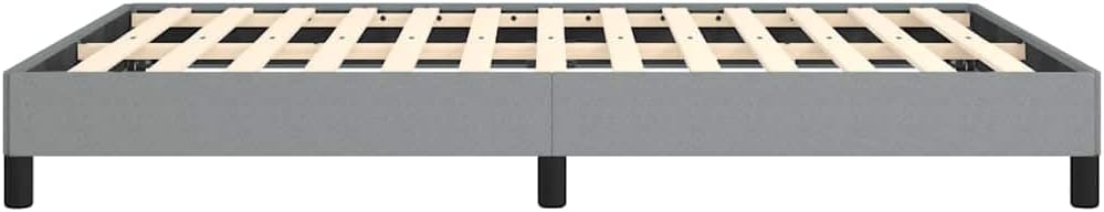 Bed Frame Light Gray Polyester Upholstered Full Size Platform Foundation with Durable Engineered Wood, Sturdy Slatted Base, Easy Assembly for Modern Minimalist Bedroom Mattress Support