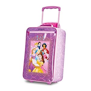 American Tourister Kids’ Disney Softside Upright Luggage,Telescoping Handles, Princess 2, 18″