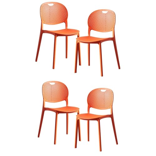 Image of Dream Furnishing - Set of 8 Stackable Dinning Chairs for Home Cafe Office Hotel for Indoor and Outdoor Patio (Orange Set 8)