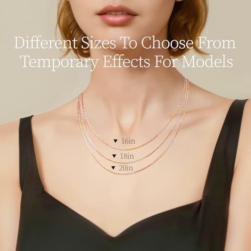 925 Sterling Silver and Tricolor Gold Solid Rope Chain Necklace For Women,Hypoallergenic & Comfortable Women's Chain Necklaces 16 18 20 Inch4