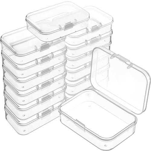Image of Jetec 18 Pieces Mini Plastic Clear Beads Storage Containers Box for Collecting Small Items, Beads, Jewelry, Business Cards, Game Pieces, Crafts (2.5 x 1.7 x 0.8 Inch)