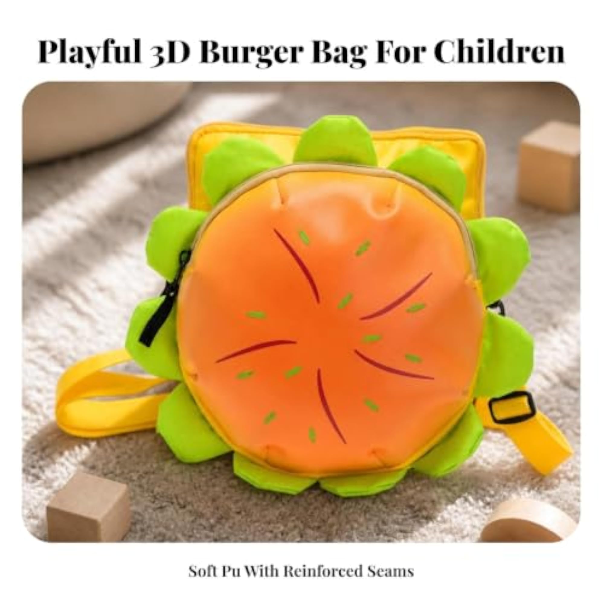 Novelty Burger Backpack, Soft PU Leather for Kids