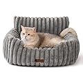 MEWOOFUN Dog Sofa Bed - Cat Beds for Indoor Cats Soft and Fluffy, Cat Sofa Bed Small Calming Dog Bed with Removable Washable Cover (Grey, 61x48x30)