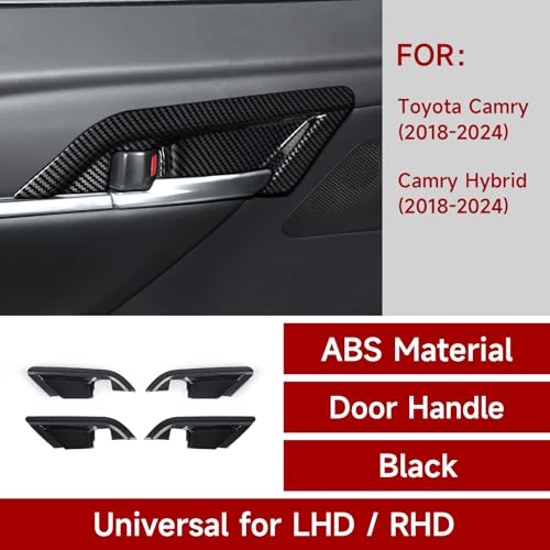 Image of 4PCS Inner Door Bowl Handle Trim Carbon Color ABS Sticker Decal Compatible with Toyota Camry XV70 2018 2019 2020 2021 2022 2023 2024 Accessories