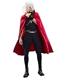 Micotaku My Hero Academia Season 6 Men's Tomura Shigaraki Cosplay Costume Set with Cape, Black and Red, Large