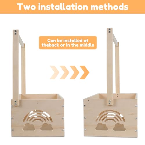 Wooden Baby Shower Crate Closet, Shower Party Gift Basket with Handle, Newborn Welcome Gifts Basket, Wooden Crate for Baby Shower Newborn Boys Girls Pregnancy Gifts for New Parents