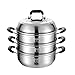 Garnek/parowiec, stal nierdzewna 304, 3-warstwowy, z parownicą, do użytku domowego/handlowego, zagęszczony, 26/28/30/32 cm, do kuchenki gazowej/kuchenki indukcyjnej (7-19 osób) (rozmiar: 26 cm)