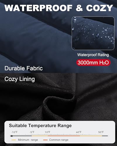 Image of Men's Puffer Jacket Winter Coat Puffy Parka with Fur Hood Waterproof & Windproof Shell Fleece lining 4 Pockets