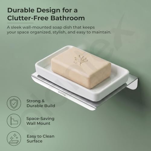 Image of Plantex Stainless Steel with ABS Material Wall Mounted Soap Holder /Soap Case Holder for Bathroom /Bathroom Accessories - (Chrome)