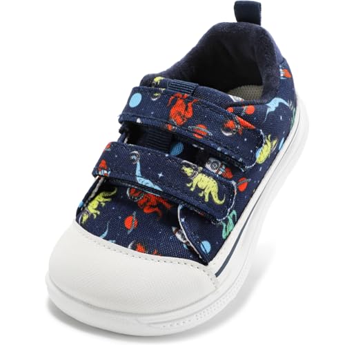 STQ Kids Toddler Boy Canvas Sneakers Size 7 Navy Dinosaur