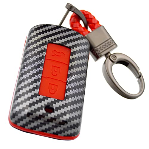 Coque carbone Mitsubishi Lancer étui hybride haut de gamme pour clé 3 boutons