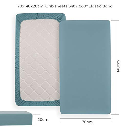 Kinderbed Hoeslaken 2 Pack Kinderbedje Bed Babylaken Matrashoes Zacht 70x140cm voor Standaard Kinderbed Matrassen-Blauw… - Afbeelding 6