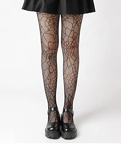Image of Womens Halloween Stockings Skull Fishnet Tights Spider Web Fishnets