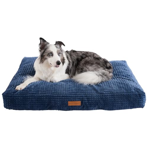 Image of Modern Threads Ultra Plush Orthopedic Memory Foam Pillow Bed for Large Dogs with Supportive Filling and Stylish Textured Design, Blue, (48 inch L x 36 inch W x 6 inch Th)