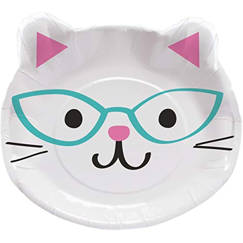 Image of Creative Converting 328704 Cute Cats Shaped Paper Dinner Plates - 8 Pcs Multicolor, 8 inch x 9 inch