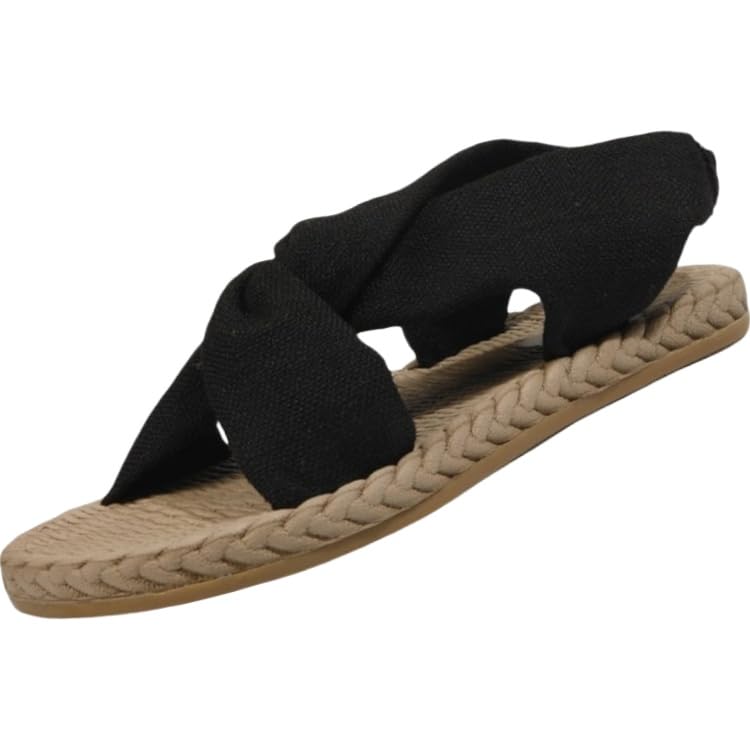 Women's lightweight and breathable fabric sandals - adjustable back strap, open design, suitable for beach, outdoor and casual wear - Comfortable all year round, country-style woven texture