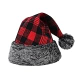 TWSANTAMAS Personalized Santa Hat - Classic Red Buffalo Plaid Christmas Hat for Adults, Unisex Holiday Party Gift (Red Buffalo plaid)