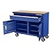 HFT YUKON Yukon 46 inches Mobile Workbench With Solid Wood Top, Blue