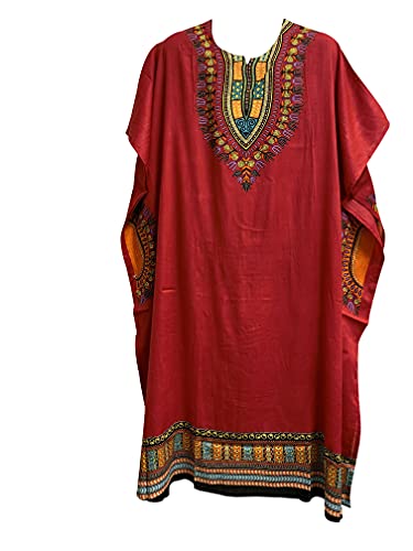 Yoga Trendz Men's Bohemian African Dashiki Print Ethnic Caftan Kaftan (Red)