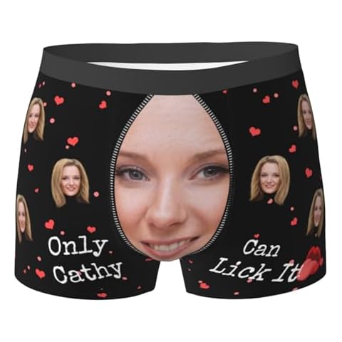 Nsipan Custom Valentines Day Boxer Briefs with Photo Face Personalized Underwear for Him Boyfriend Husband Customized Funny Boxers Gifts for Valentines Day Anniversary Birthday Cover