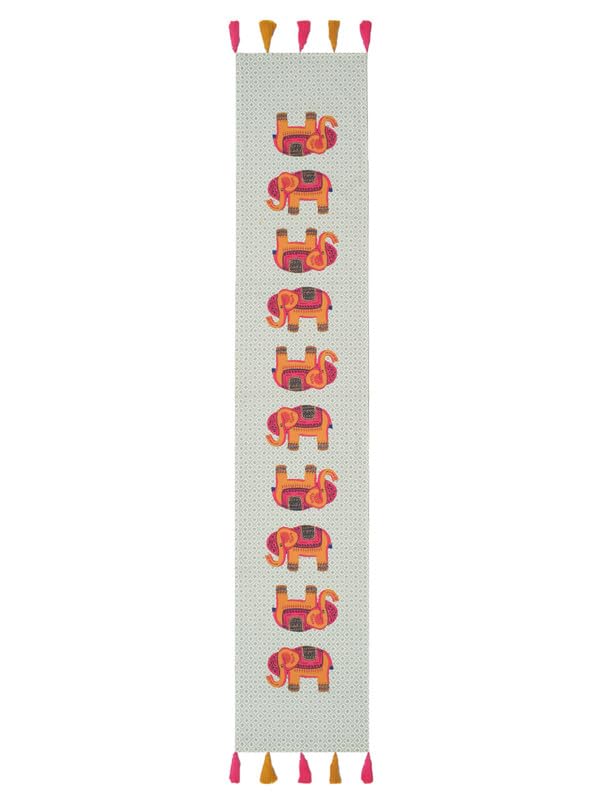 Image of Blanc 9 Gaja Home & Kitchen Pure Cotton Printed 4 /6 Seater Table Runner|(33x182) cm
